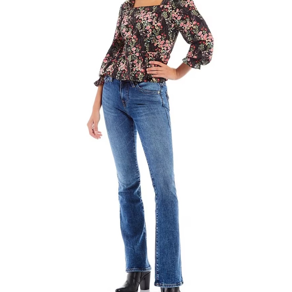 Becca Mid Rise Bootcut Flap Pocket Stretch Denim Jeans